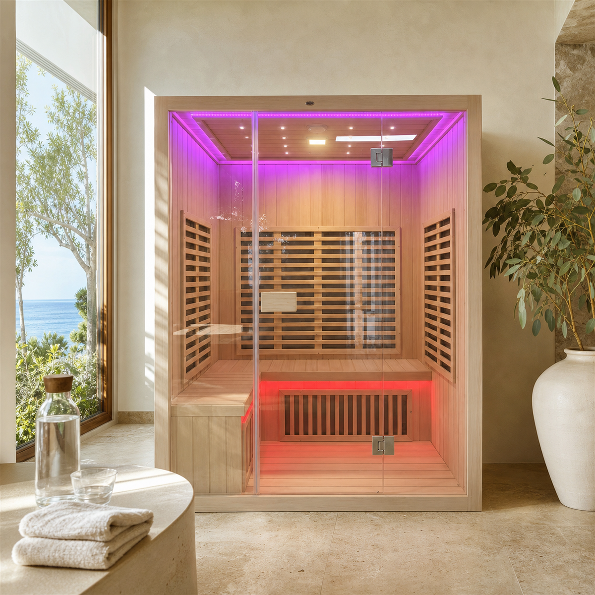 Cove indoor infrared sauna paired with cold plunge for contrast therapy