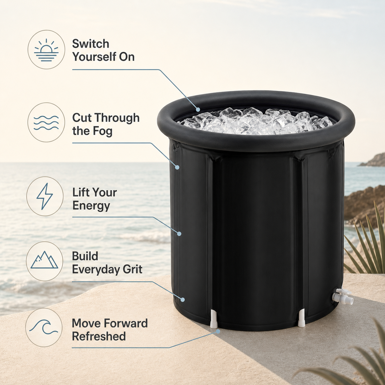Current portable ice bath emotional benefits infographic