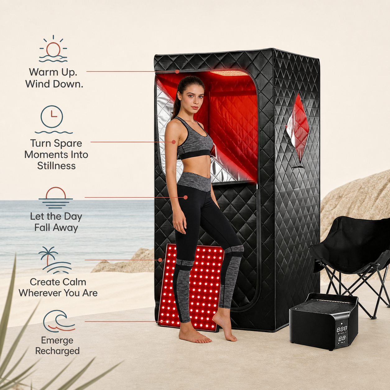 Drift portable infrared sauna emotional benefits infographic